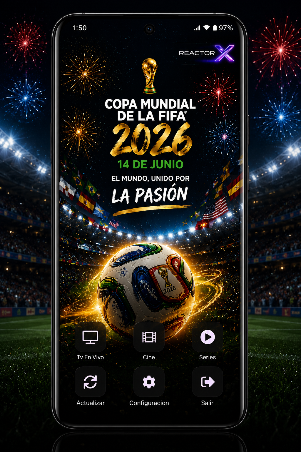 iPhone viendo fútbol Mundial 2026